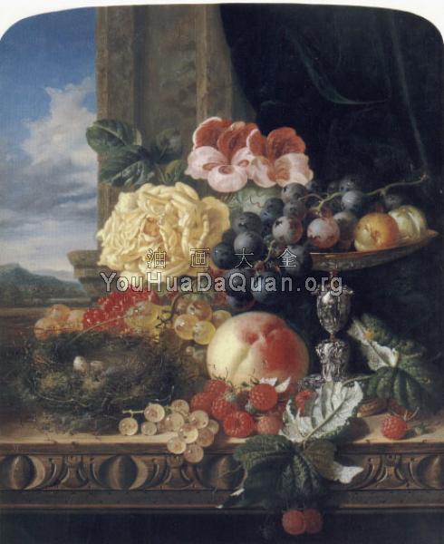 Still Life with Fruit, Flowers and a Bird's Nest - 爱德华·拉德尔